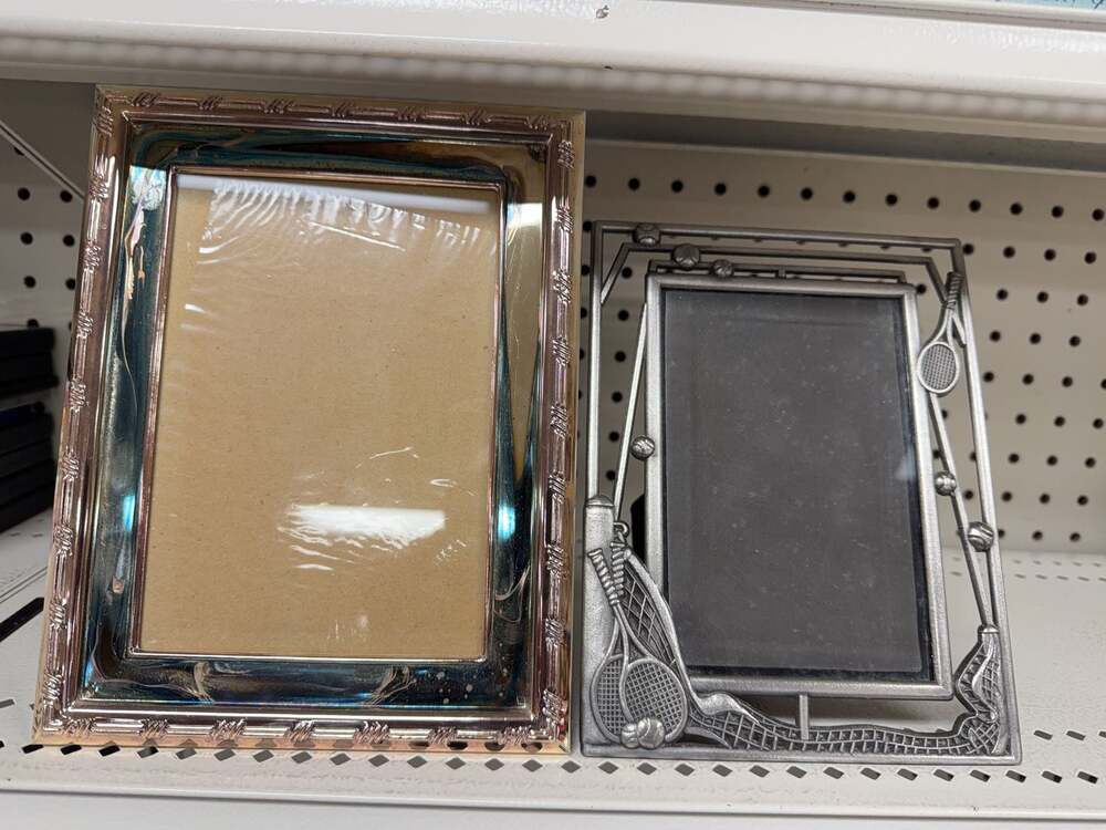 Set of 2 Decorative Picture Frames: Iridescent Metal and Tennis Sports Theme